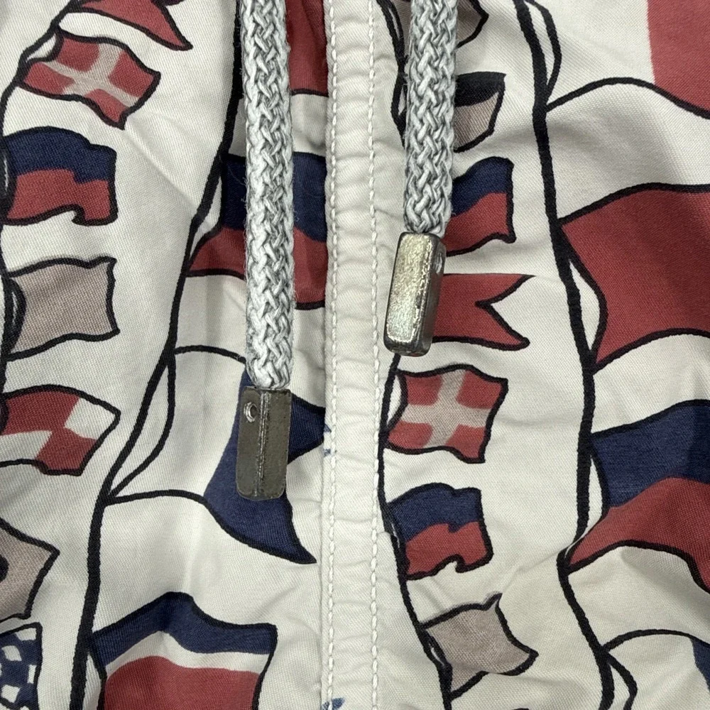 Vilebrequin Nautical Flags Palm Tree Swim Trunks Mens Patriotic Beach Resort M